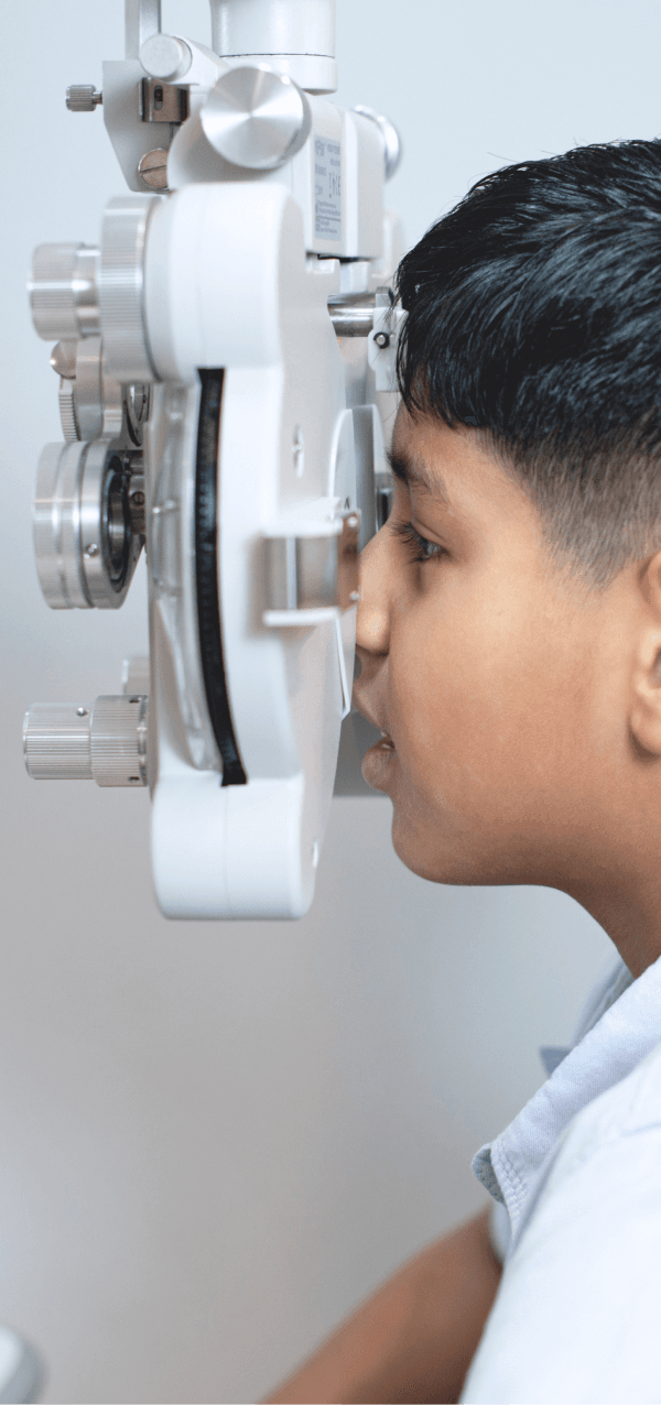 Child during eye examination